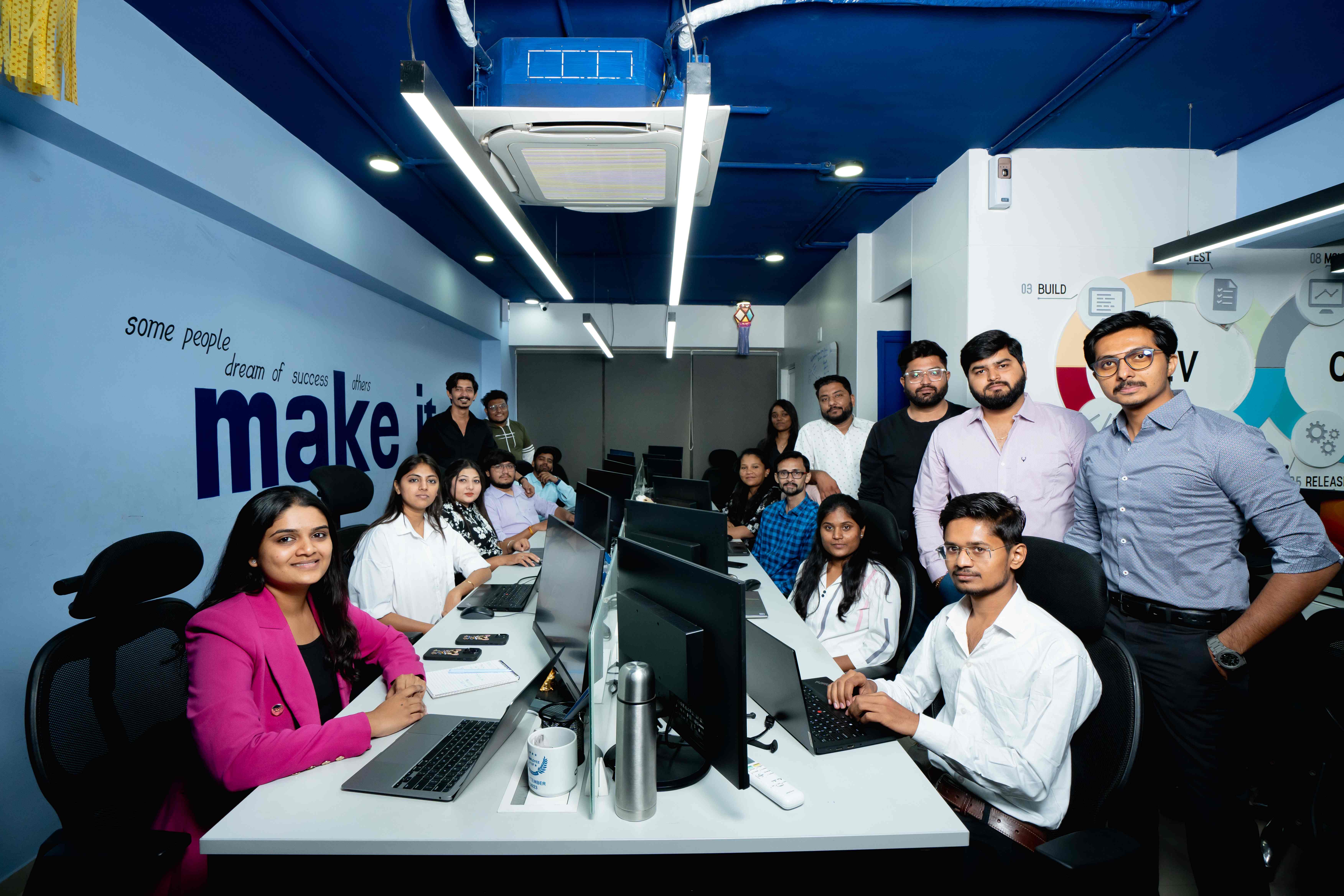 Calidad team in their modern office workspace